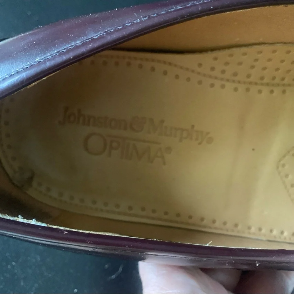 Johnston & Murphy Loafers Men's Size 9B Optima Burgundy Leather Wingtip Tassel